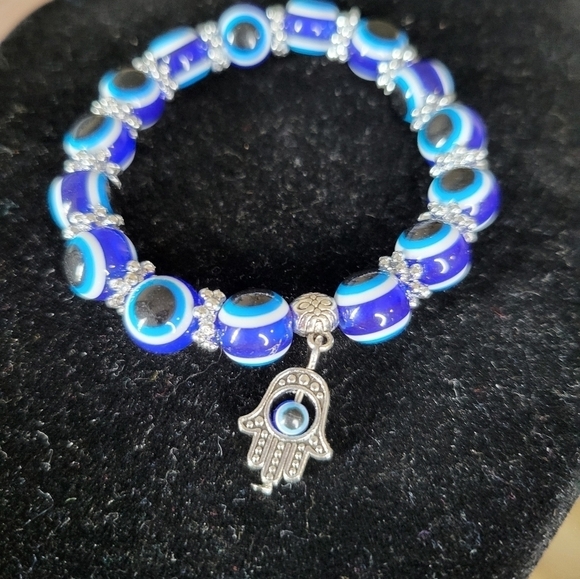NWOT Evil Eye Royal Blue beaded unisex palm with eye - Picture 12 of 12
